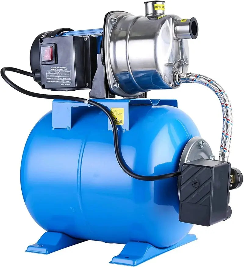 1.6 HP Stainless Steel Shallow Well Jet Pump ¨C 1268 GPH, Includes Pressure Tank for Irrigation &amp; Home Water Systems