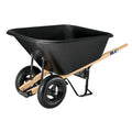 10-Cubic-Foot Poly Wheelbarrow with Pneumatic Tires and Ergonomic Hardwood Handles