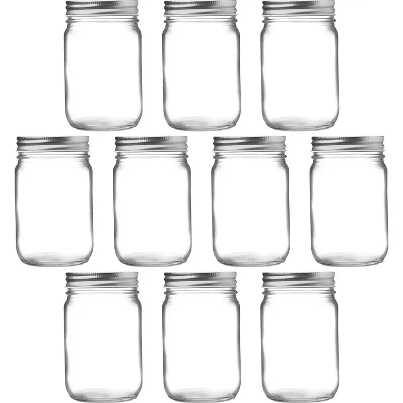 10 Decorating Mason Jars Set, 12 oz. – Canning, Aluminum Lid – Clear