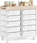 10-Drawer Rolling Craft Cart ¨C Wooden Top Utility Organizer with Casters for Home, Office, or Classroom