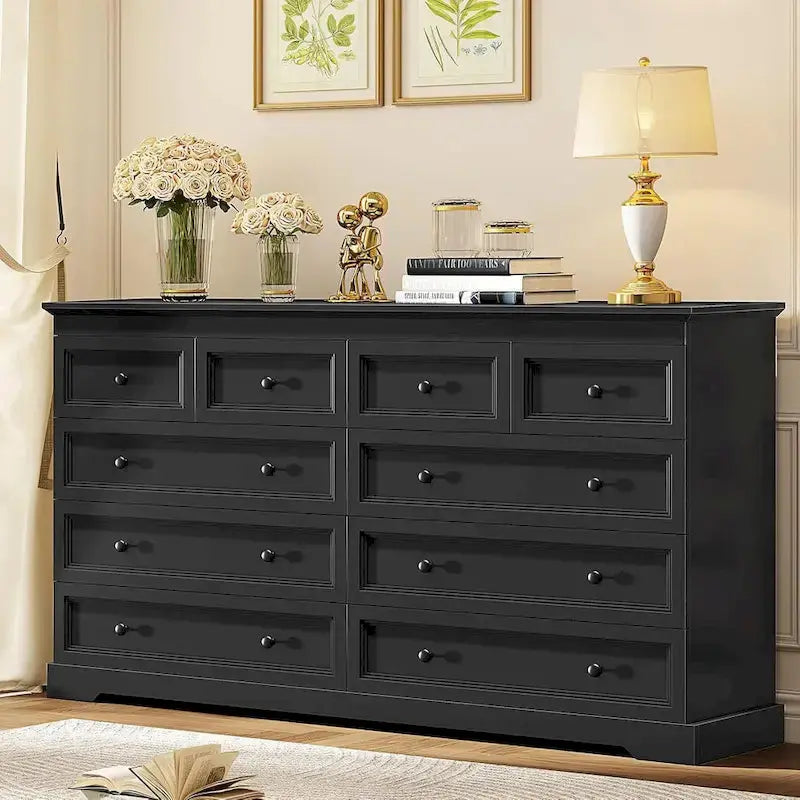 10-Drawer Solid Wood Dresser ¨C Tall Chest of Drawers with Ample Storage and Classic Bedroom Styling