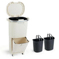10-Gallon Dual-Bucket Kitchen Trash Bin ¨C Lid-Covered Waste Container with Removable Liners