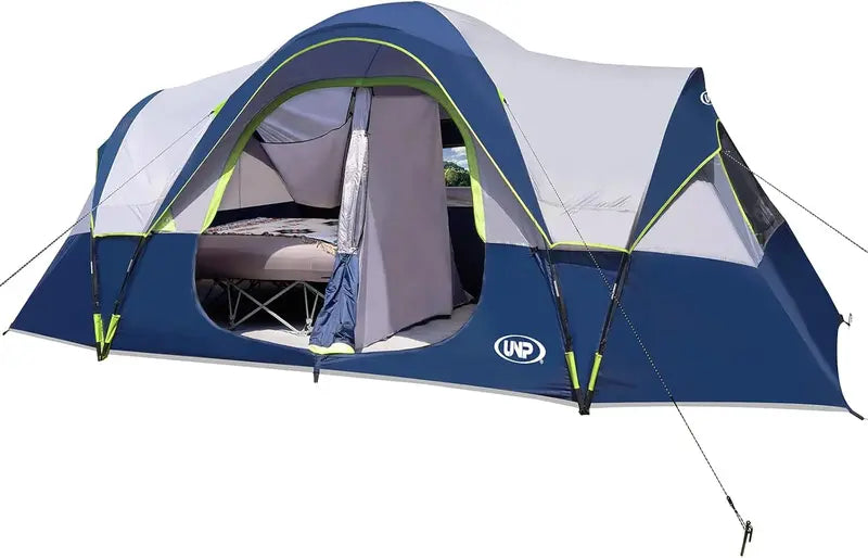 10-Person Family Camping Tent ¨C Easy-Setup, Double-Layer Weatherproof Shelter with 2 Rooms &amp; 5 Mesh Windows (18′ x 9′ x 6.5′)
