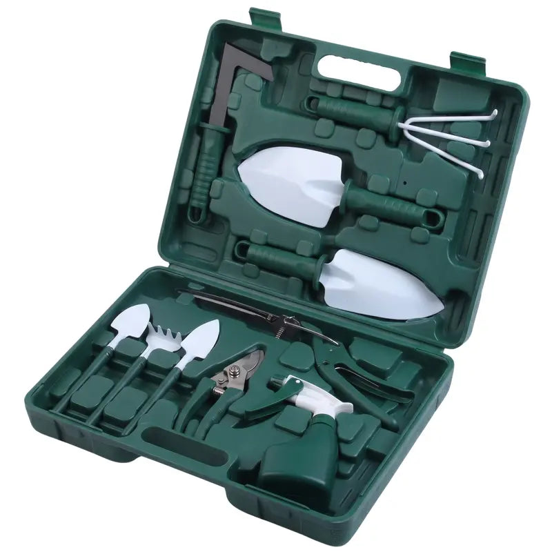 10-Piece Ergonomic Gardening Tool Set with Carry Case