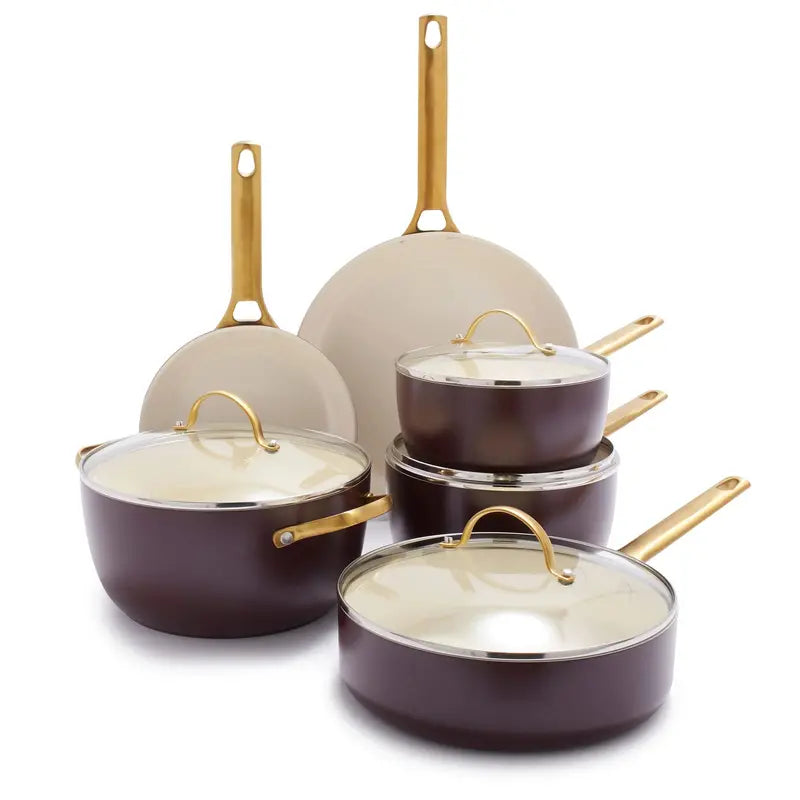10-Piece Hard-Anodized Ceramic Nonstick Cookware Set ¨C Healthy, Durable Pots and Pans