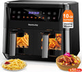 10-Quart Dual Basket Air Fryer with Viewing Window ¨C 10-in-1 Touchscreen System with SyncCook Technology and Liner Set