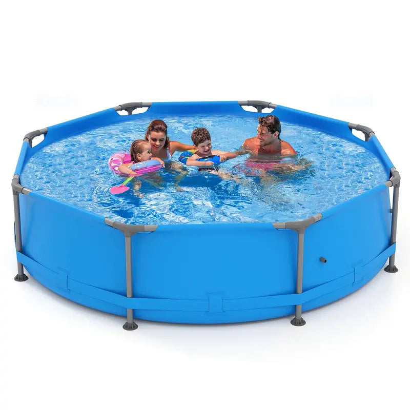 10′ Square Family-Friendly Above-Ground Pool Kit with PVC Liner &amp; Drain Valve