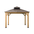10′ x 10′ Cedar-Framed Hardtop Gazebo ¨C Steel Two-Tier Hip Roof, Rust-Resistant Construction