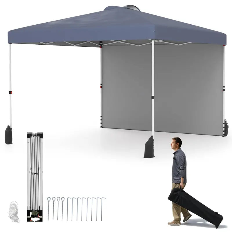 10 x 10 Foot Portable Canopy Tent ¨C Includes One Sidewall &amp; Wheeled Storage Bag