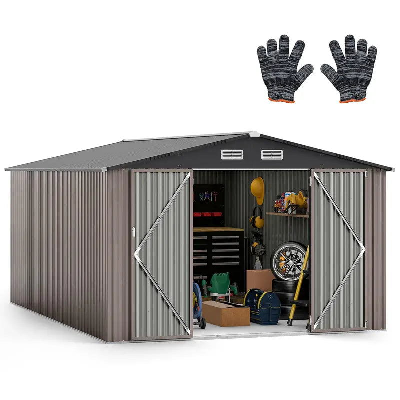 10′ x 14′ Heavy-Duty Outdoor Storage Shed ¡ª Wind-Resistant Galvanized Steel Construction