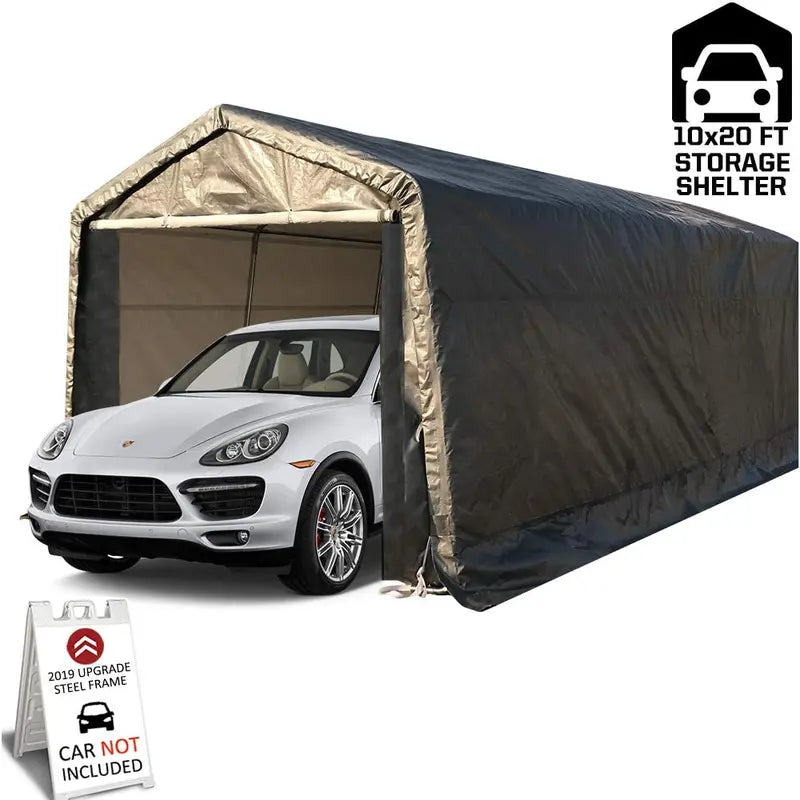 10 x 20 ft Heavy-Duty Portable Carport ¨C Waterproof UV-Treated Instant Shelter with Sidewalls