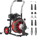 100-Foot Drain Cleaning Machine ¨C Motorized Sewer Snake with Auto-Feed, 8 Cutters, and Foot-Controlled Operation