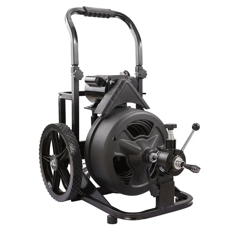 100-Foot Electric Drain Snake ¨C Commercial-Grade Sewer Auger with Interchangeable Attachments for Clog Removal