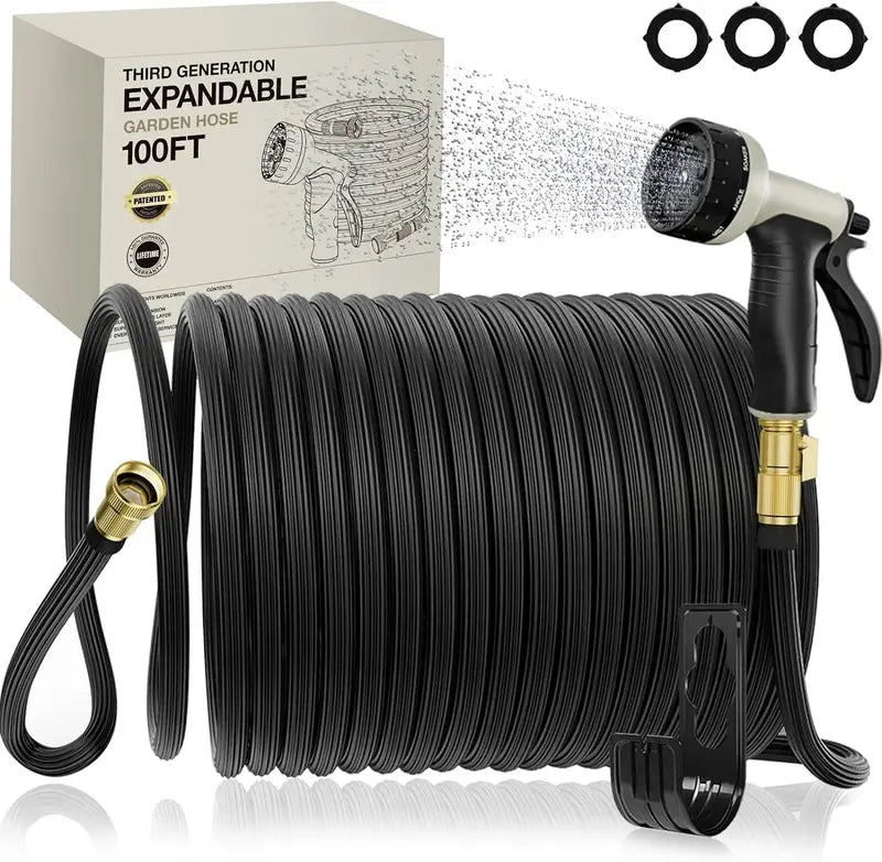 100-Foot Expandable Garden Hose ¨C Patented Nano-Rubber Design with 40-Layer Reinforced Construction