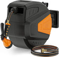 100-Foot Wall-Mounted Retractable Hose Reel with 9-Function Sprayer, Auto-Retract, and 180¡ã Swivel Bracket ¨C Gray