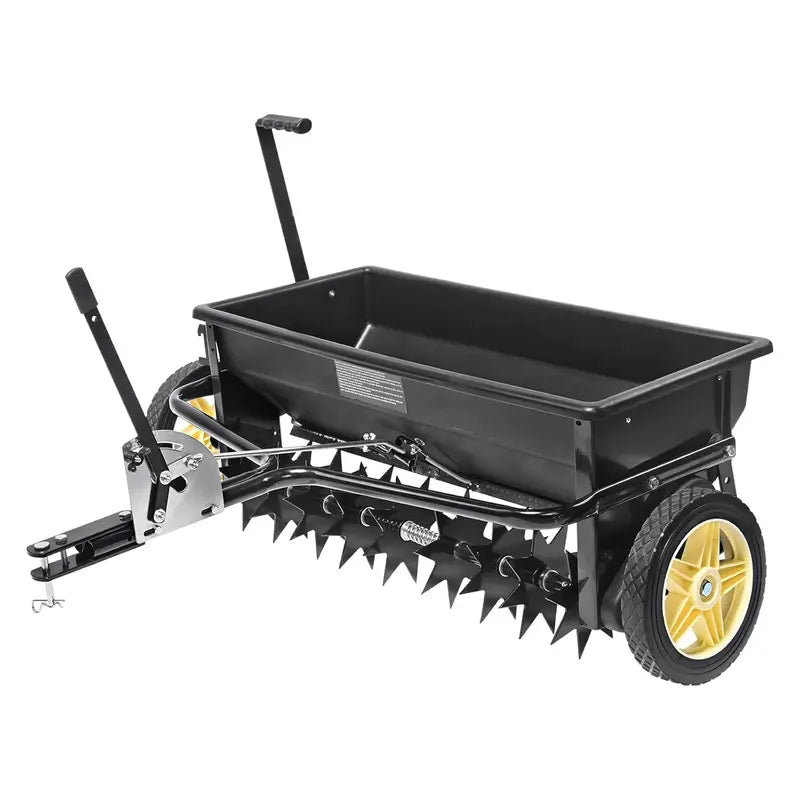 100-Lb Tractor-Mounted Broadcast Seeder ¨C Polyethylene Hopper, Steel Spike Weeder &amp; Multi-Use Spreader