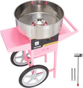 1000W Commercial Cotton Candy Machine with Cart ¨C Stainless Steel Bowl, Sugar Scoop &amp; Storage Drawer (Pink)