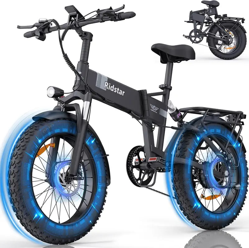 1000W Electric Fat-Tire Bike ¨C 48V Battery, 25¨C30 MPH Top Speed, 50¨C75 Mile Range, 20-Inch Off-Road Tires