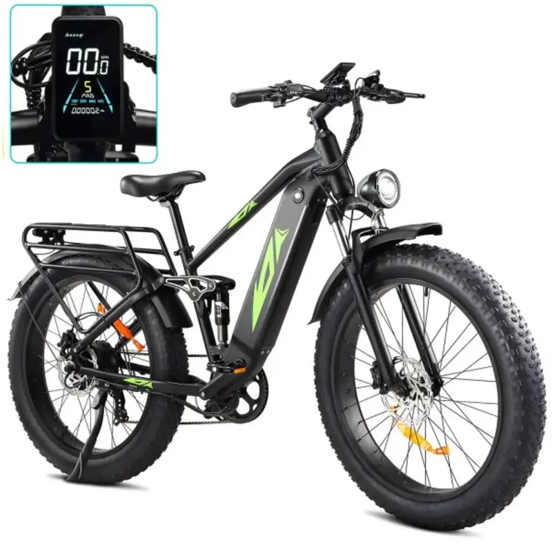 1000W Full-Suspension Fat-Tire Electric Bike ¨C 26-Inch Wheels, 48V 17.5Ah Battery, UL-Certified, Up to 28 MPH