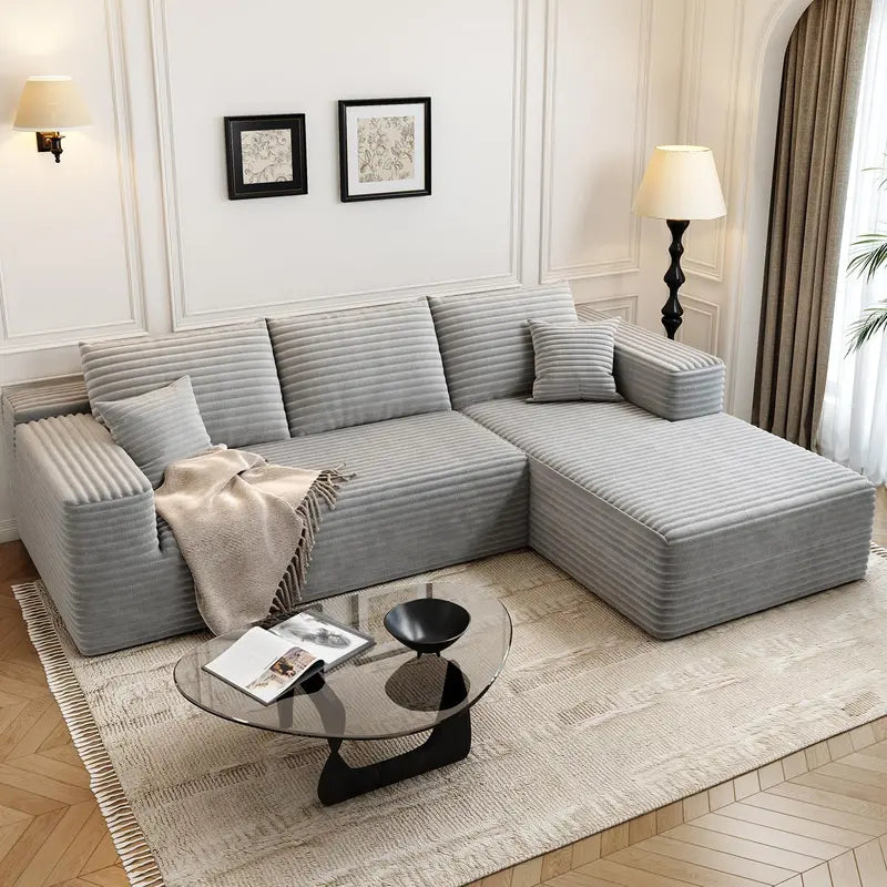 107.5-Inch Modular L-Shaped Cloud Sectional Sofa ¨C Modern Deep-Seating Corner Lounge