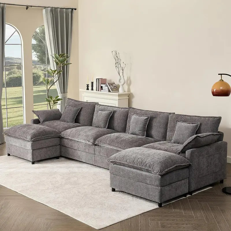 108-Inch U-Shaped Modular Cloud Sofa ¨C Three-Seat Comfort Design