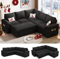 108-Inch U-Shaped Modular Sectional Sofa with Pull-Out Sleeper Bed