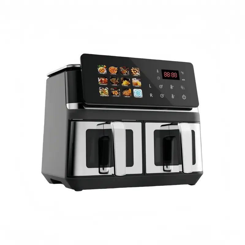 10L Dual-Basket Smart Air Fryer in Black Stainless Steel