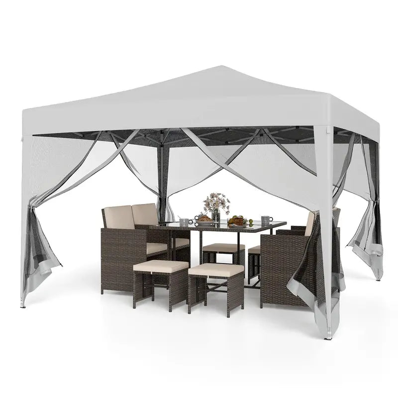 10×10 FT Pop-Up Canopy Tent ¨C Instant Setup Outdoor Shelter with Mesh Panels, Carry Bag &amp; Adjustable Height