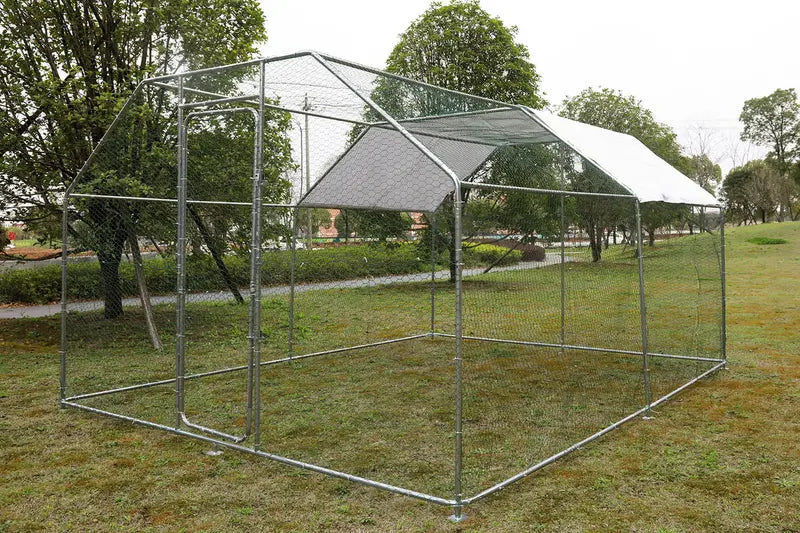 10’x10′ Outdoor Heavy Duty Chicken Coops Walk in Metal Chicken Cages Large Pets Raise Crate Protector Poultry Rabbit House with Waterproof Cover Backyard