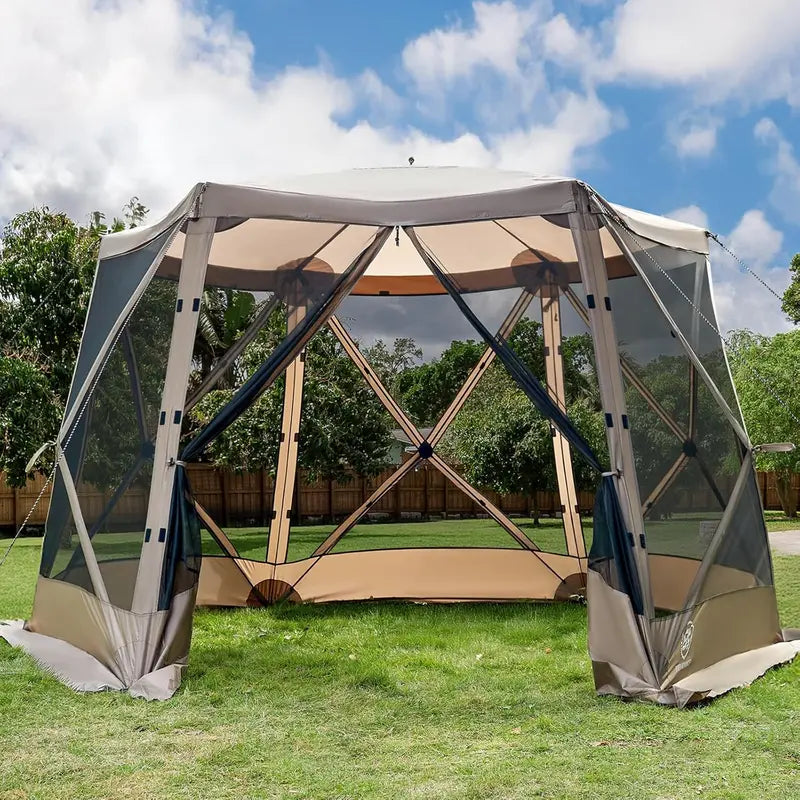 11.5¡Á9.8 ft Instant Screened Gazebo ¨C Pop-Up Bug-Free Outdoor Canopy for Camping &amp; Gatherings