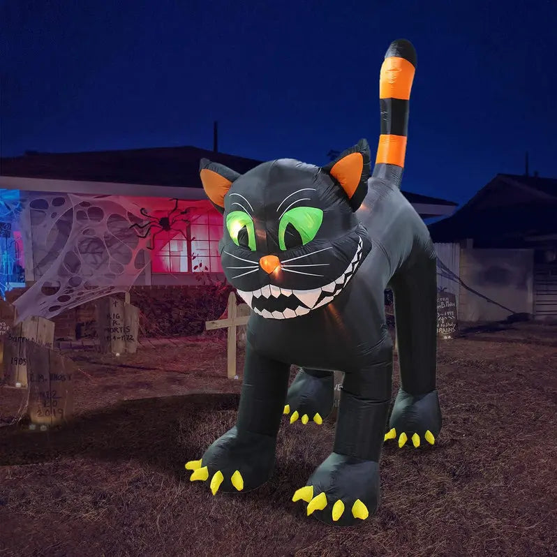 11-Foot Animated Inflatable Black Cat ¨C Halloween Yard Display with Motion Effects