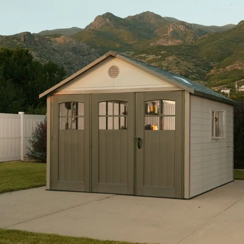 11-Foot Square Resin Storage Shed ¨C Durable Plastic Build, Ventilated Design, Easy Assembly for Garden or Garage