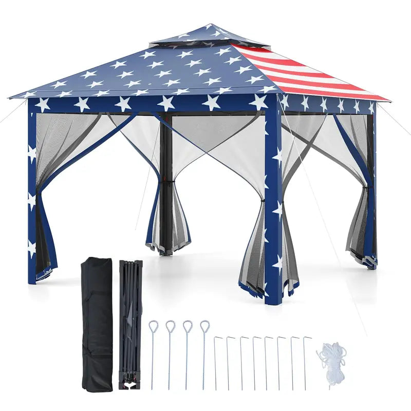 11′ x 11′ Pop-Up Gazebo with Mesh Sidewalls ¨C Vented Canopy, Drainage Holes