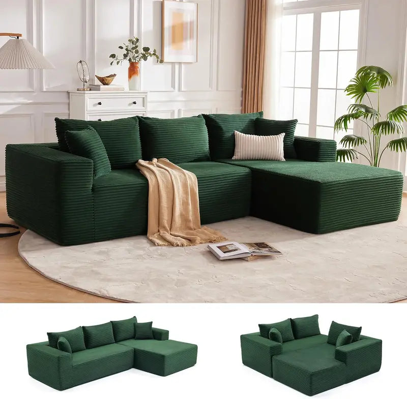 110-Inch Boneless Modular Sectional Sofa ¨C Soft Cloud-Inspired Design with Generous Deep Seating for Living Rooms