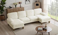 110-Inch U-Shaped Sectional Sofa ¨C Double-Chaise Chenille Living Room Set for Modern Homes (Beige)