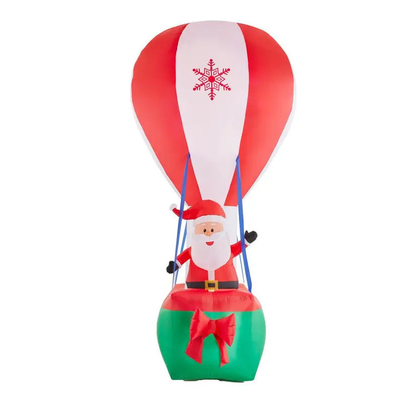 12-Foot Airblown Inflatable Santa in Hot Air Balloon with Animated Northern Sky Light Display