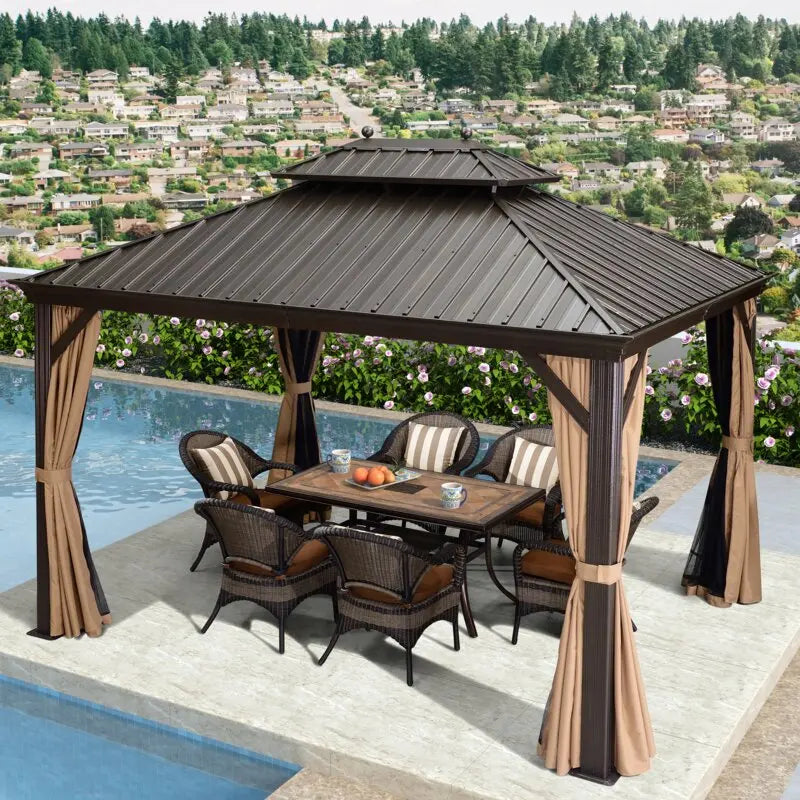 12 ft W x 10 ft D Aluminum Patio Gazebo ¨C Lightweight, Rust-Resistant Outdoor Structure