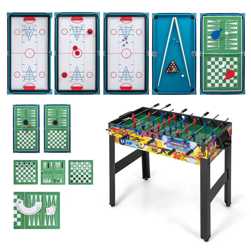 12-in-1 Multi-Sport Table: Foosball, Pool, Ping Pong, Air Hockey, Bowling, Shuffleboard, Chess, Checkers &amp; Backgammon