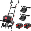 12-Inch Cordless Garden Tiller ¨C Battery-Powered Cultivator (2 ¡Á 4.0Ah Batteries + Charger) for Soil Loosening &amp; Lawn Prep