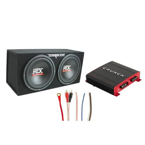 12-Inch Subwoofer Enclosure Kit ¨C Includes 2-Channel Amp &amp; Complete Wiring Bundle