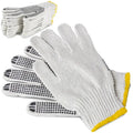 [12 Pairs] Black White Work Gloves – Dotted Safety Working Gloves, Firm Grip, Slip Resistant, Heavy Duty Cotton Knit for Men Women, Utility, Construction, Gardening, Fishing, Winter Indoor Outdoor Use