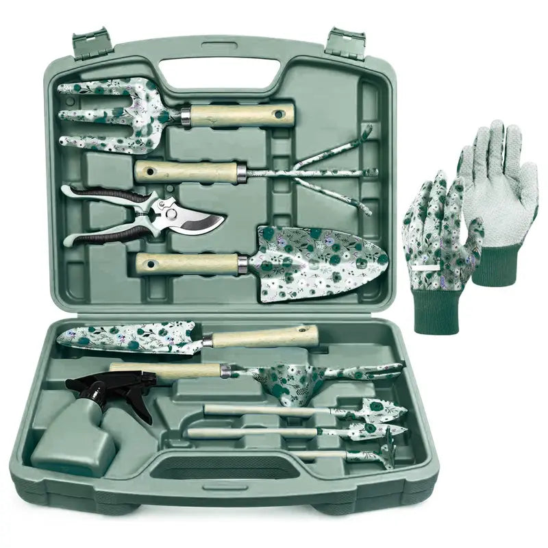 12-Piece All-in-One Garden Tool Set with Durable Carry Case for Yard Maintenance