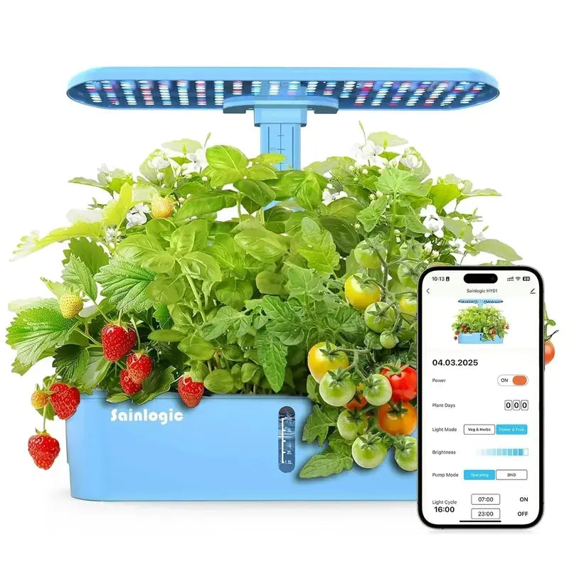 12-Planter Smart Hydroponic Garden with Automated Watering &amp; App Monitoring