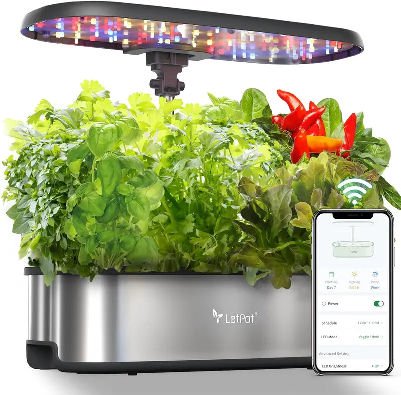 12-Pot Smart Hydroponic Garden ¨C WiFi-Enabled Indoor Herb Kit with 24W LED, 5.5L Tank &amp; Auto-Timer