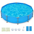 12′ Square Metal-Frame Above-Ground Swimming Pool with 30-Inch Depth