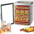 12-Tray Stainless Steel Food Dehydrator ¨C Dual-Fan 360¡ã Airflow, 24-Hour Timer, 30¡ãC¨C90¡ãC Range &amp; Overheat Protection (800W)