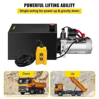 12-Volt 3200 PSI Hydraulic Dump Trailer Pump ¨C 12-Quart Steel Reservoir System for Car Lifts and Heavy-Duty Applications