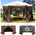 12′ x 12′ Hexagonal Camping Awning Tent ¡ª IPX3 Waterproof, Mesh Ventilation, Portable Storage Bag
