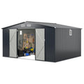 12′ x 9.8′ All-Weather Outdoor Storage Shed ¡ª Rustproof Galvanized Metal Utility Shelter