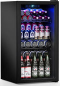 120-Can Freestanding Beverage Cooler: Sleek Glass-Door Mini Fridge for Drinks and Snacks